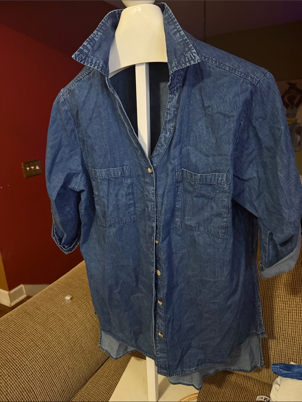 Denim Button-Front Shirt - Blue